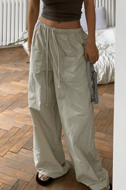 Y2K Baggy Parachute Cargo Pants - Coquette Aesthetic Grunge Style for Women