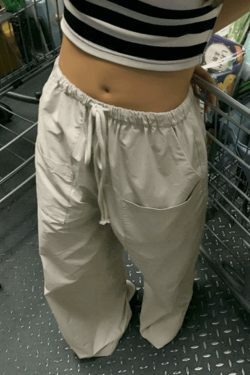 Y2K Baggy Parachute Cargo Pants - Coquette Aesthetic Grunge Style for Women