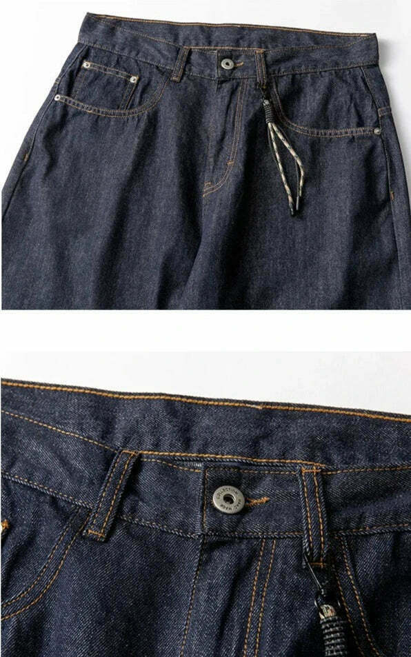 Y2K Balloon Fit Dark Rinse Jeans: Coquette Aesthetic Grunge Style Cargo Skirt Fashion