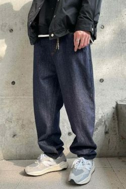 Y2K Balloon Fit Dark Rinse Jeans: Coquette Aesthetic Grunge Style Cargo Skirt Fashion