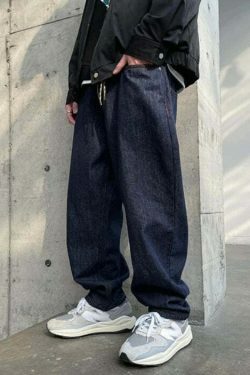 Y2K Balloon Fit Dark Rinse Jeans: Coquette Aesthetic Grunge Style Cargo Skirt Fashion