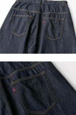 Y2K Balloon Fit Dark Rinse Jeans: Coquette Aesthetic Grunge Style Cargo Skirt Fashion