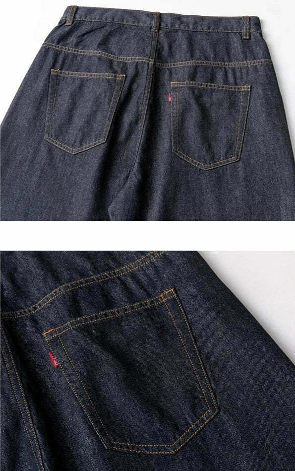 Y2K Balloon Fit Dark Rinse Jeans: Coquette Aesthetic Grunge Style Cargo Skirt Fashion