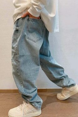 Y2K Balloon Fit Distressed Denim Jeans - Coquette Aesthetic Grunge & Pastel Goth Style