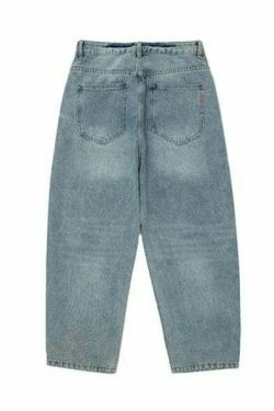 Y2K Balloon Fit Distressed Denim Jeans - Coquette Aesthetic Grunge & Pastel Goth Style