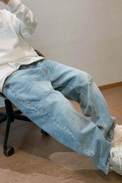 Y2K Balloon Fit Distressed Denim Jeans - Coquette Aesthetic Grunge & Pastel Goth Style