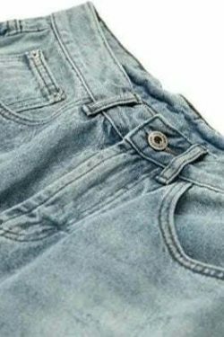 Y2K Balloon Fit Distressed Denim Jeans - Coquette Aesthetic Grunge & Pastel Goth Style