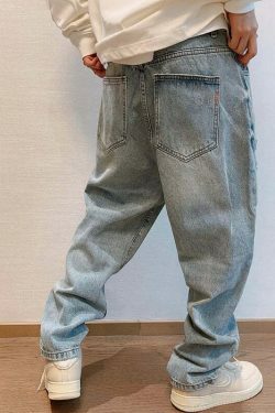 Y2K Balloon Fit Distressed Denim Jeans - Coquette Aesthetic Grunge & Pastel Goth Style