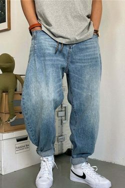 Y2K Balloon Fit Tapered Jeans: Coquette Aesthetic Grunge Style Cargo Skirt Fashion