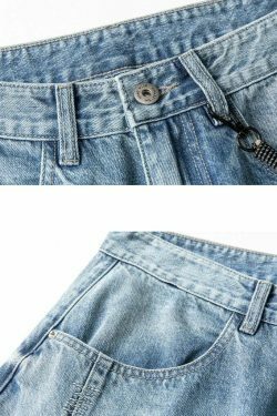 Y2K Balloon Fit Tapered Jeans: Coquette Aesthetic Grunge Style Cargo Skirt Fashion