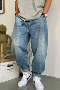 Y2K Balloon Fit Tapered Jeans: Coquette Aesthetic Grunge Style Cargo Skirt Fashion