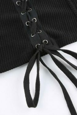 Y2K Black Tie-Up Dress: Coquette Aesthetic - Grunge, Pastel Goth, Cottagecore, Vintage Sweater