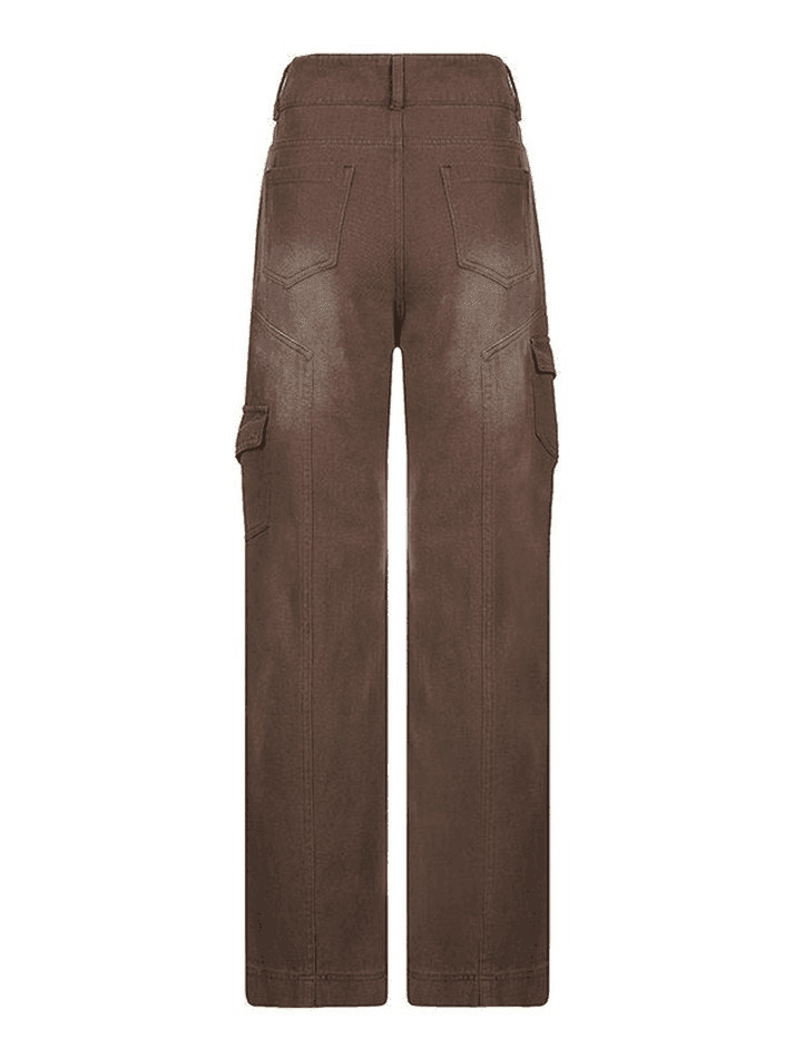 Y2K Bleached Pocket Cargo Jeans - Coquette Aesthetic Grunge Style for Women - Vintage 90s Fashion