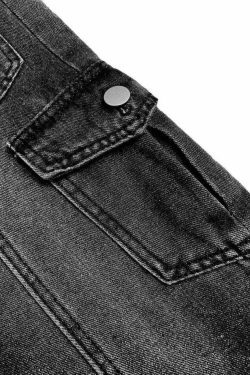 Y2K Bleached Pocket Cargo Jeans - Coquette Aesthetic Grunge Style for Women - Vintage 90s Fashion