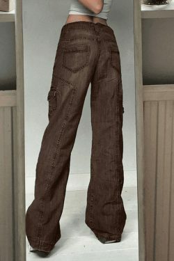 Y2K Bleached Pocket Cargo Jeans - Coquette Aesthetic Grunge Style for Women - Vintage 90s Fashion