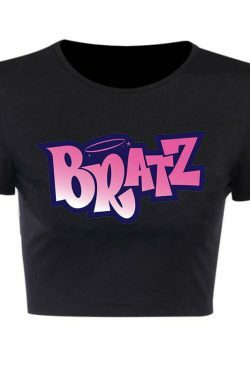 Y2K Bratz Black Crop Top: Coquette Aesthetic Grunge Style for Women - Cute Pastel Goth Fashion