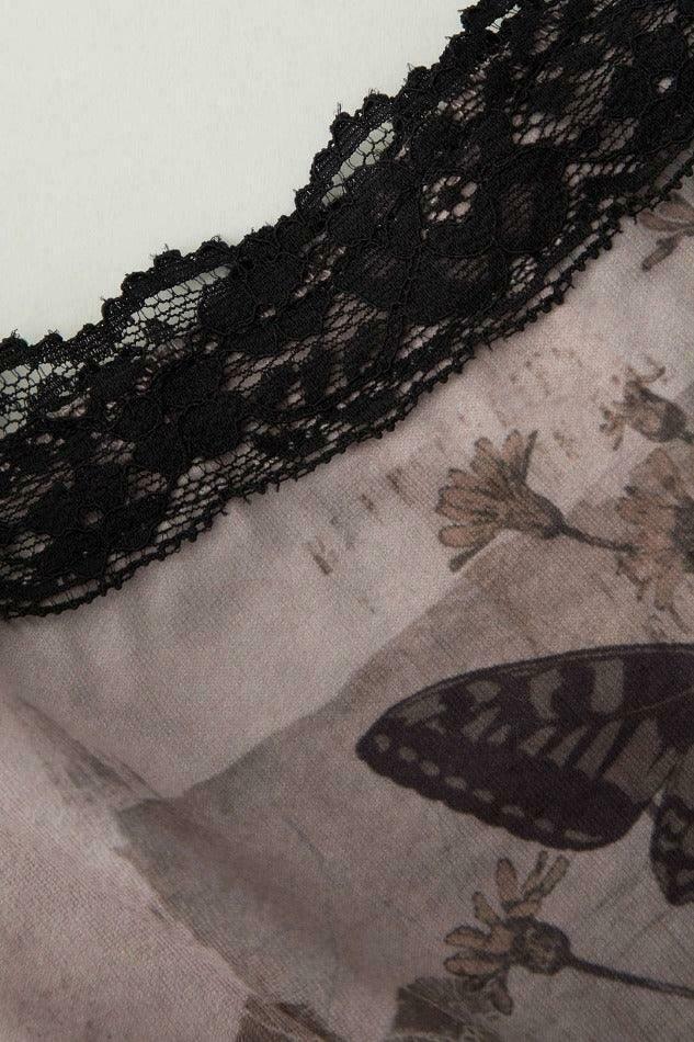 Y2K Butterfly Print Lace Strap Cami Top - Coquette Aesthetic, Grunge Style, Cute Tops Y2K Butterfly Print Lace Strap Cami Top - Coquette Aesthetic, Grunge Style, Cute Tops