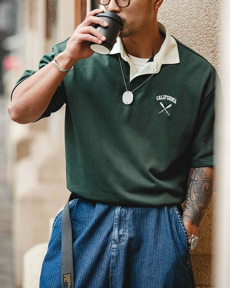 Y2K California Embroidered Polo Shirt: Coquette Grunge Aesthetic Cargo Skirt Goth Fashion Y2K California Embroidered Polo Shirt: Coquette Grunge Aesthetic Cargo Skirt Goth Fashion