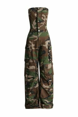 Y2K Camo Jumpsuit: Coquette Aesthetic Cargo Skirt Outfit