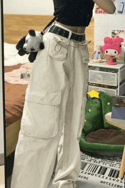 Y2K Cargo Jeans with Patch Pockets: Coquette Aesthetic - Grunge Style, Pastel Goth, Cute Tops & More