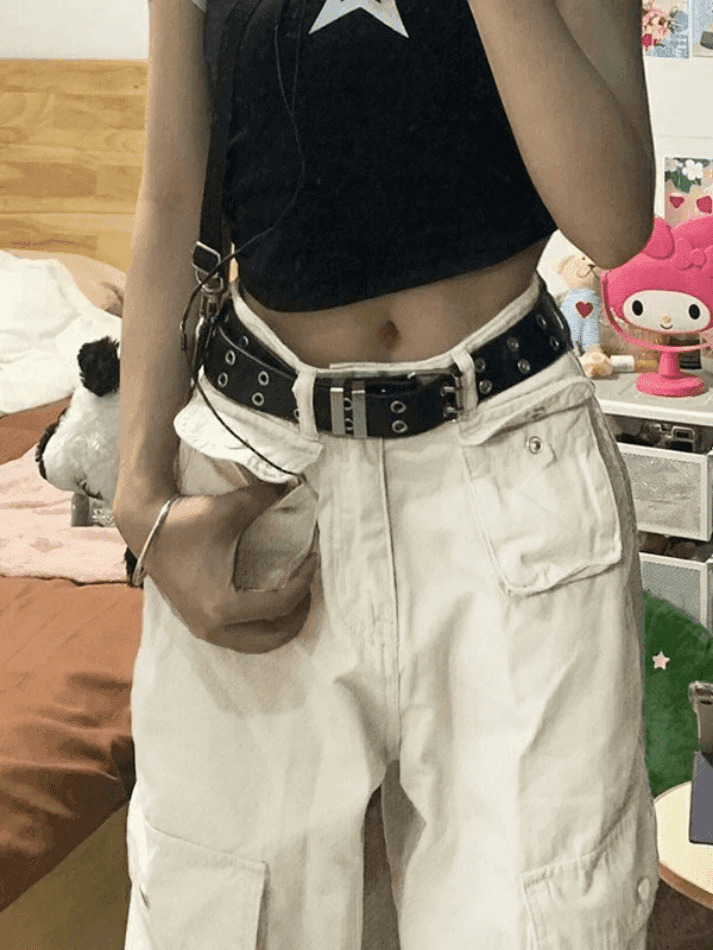 Y2K Cargo Jeans with Patch Pockets: Coquette Aesthetic - Grunge Style, Pastel Goth, Cute Tops & More Y2K Cargo Jeans with Patch Pockets: Coquette Aesthetic - Grunge Style, Pastel Goth, Cute Tops & More