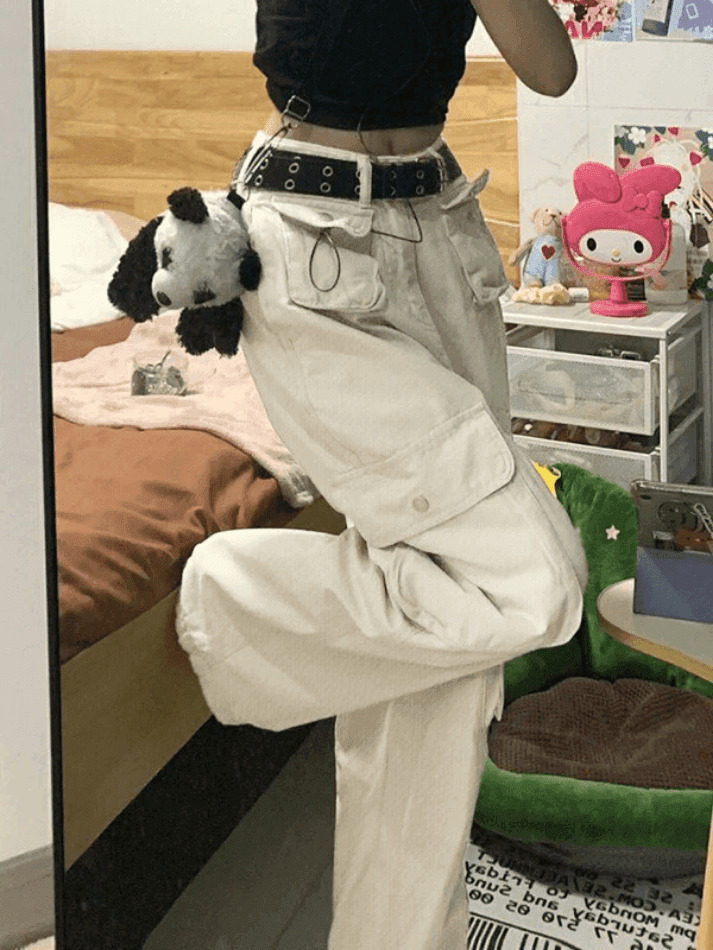 Y2K Cargo Jeans with Patch Pockets: Coquette Aesthetic - Grunge Style, Pastel Goth, Cute Tops & More Y2K Cargo Jeans with Patch Pockets: Coquette Aesthetic - Grunge Style, Pastel Goth, Cute Tops & More