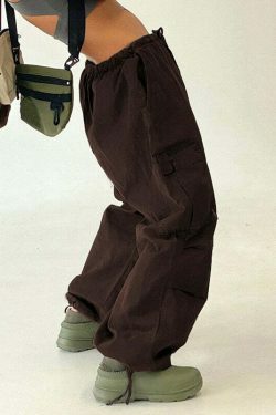 Y2K Cargo Pants with 4 Pockets: Coquette Aesthetic Grunge Style for Women Fashion