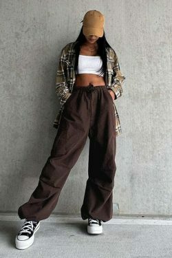 Y2K Cargo Pants with 4 Pockets: Coquette Aesthetic Grunge Style for Women Fashion