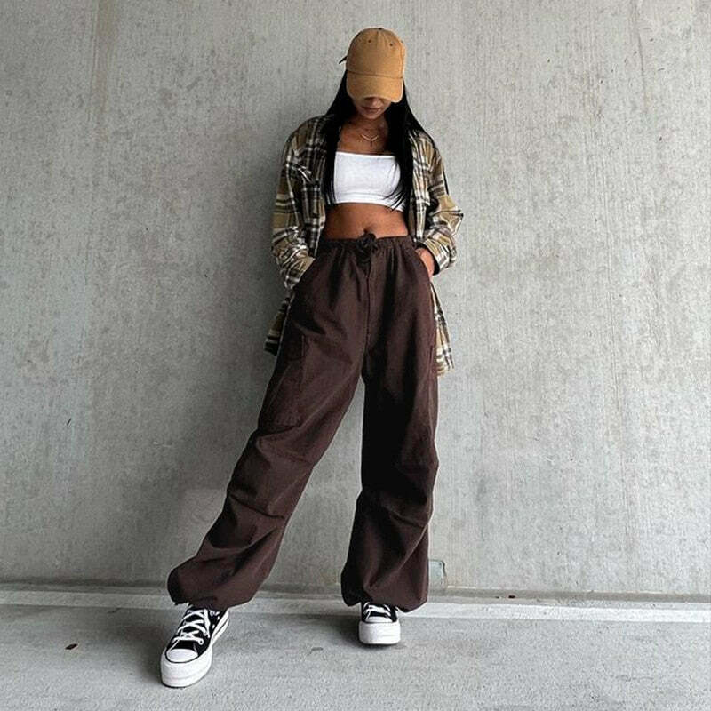 Y2K Cargo Pants with 4 Pockets: Coquette Aesthetic Grunge Style for Women Fashion Y2K Cargo Pants with 4 Pockets: Coquette Aesthetic Grunge Style for Women Fashion