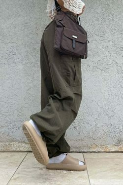 Y2K Cargo Pants with 4 Pockets: Coquette Aesthetic Grunge Style for Women Fashion