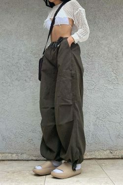 Y2K Cargo Pants with 4 Pockets: Coquette Aesthetic Grunge Style for Women Fashion