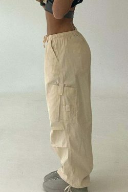 Y2K Cargo Pants with 4 Pockets: Coquette Aesthetic Grunge Style for Women Fashion