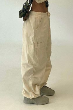 Y2K Cargo Pants with 4 Pockets: Coquette Aesthetic Grunge Style for Women Fashion