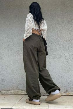 Y2K Cargo Pants with 4 Pockets: Coquette Aesthetic Grunge Style for Women Fashion