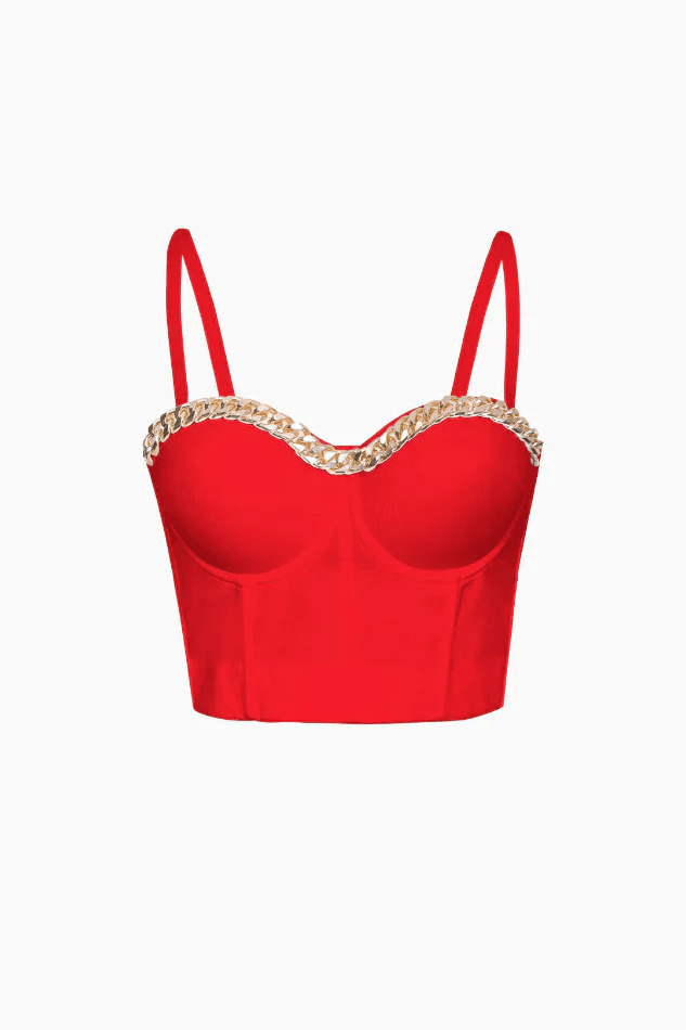 Y2K Chain Detail Bustier Corset Top for Women's Niche Fashion Y2K Chain Detail Bustier Corset Top for Women's Niche Fashion