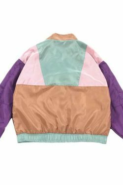 Y2K Color Block Jacket: Coquette Grunge Aesthetic, Pastel Goth, Cute Tops