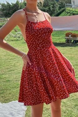 Y2K Confetti Floral Backless Dress - Coquette Aesthetic for Women