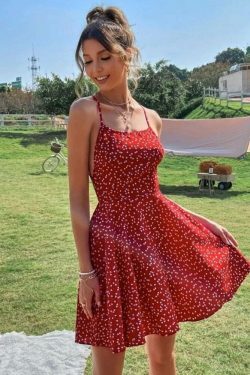 Y2K Confetti Floral Backless Dress - Coquette Aesthetic for Women