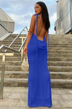 Y2K Coquette Aesthetic Backless Fishtail Dress - Grunge & Pastel