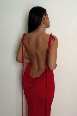 Y2K Coquette Aesthetic Backless Fishtail Dress - Grunge & Pastel