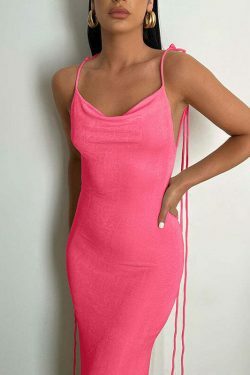 Y2K Coquette Aesthetic Backless Fishtail Dress - Grunge & Pastel