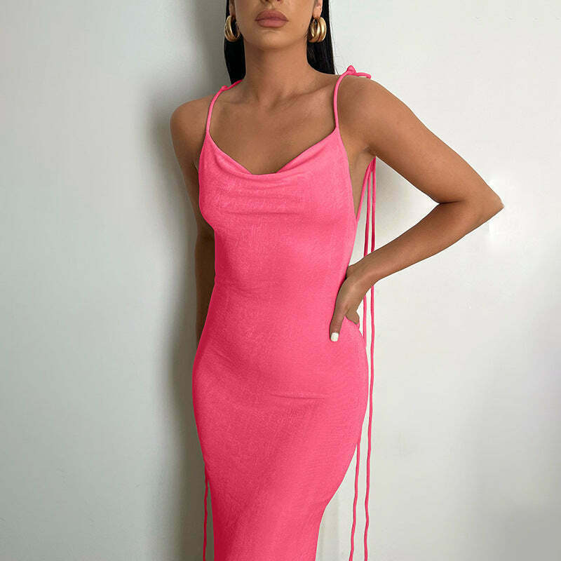 Y2K Coquette Aesthetic Backless Fishtail Dress - Grunge & Pastel Y2K Coquette Aesthetic Backless Fishtail Dress - Grunge & Pastel