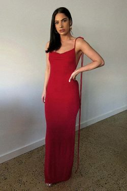 Y2K Coquette Aesthetic Backless Fishtail Dress - Grunge & Pastel