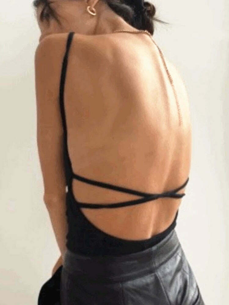 Y2K Coquette Aesthetic Backless Top - Grunge Style, Cute Tops & Pastel Goth Outfits Y2K Coquette Aesthetic Backless Top - Grunge Style, Cute Tops & Pastel Goth Outfits