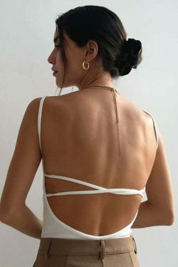 Y2K Coquette Aesthetic Backless Top - Grunge Style, Cute Tops & Pastel Goth Outfits