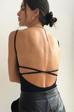 Y2K Coquette Aesthetic Backless Top - Grunge Style, Cute Tops & Pastel Goth Outfits