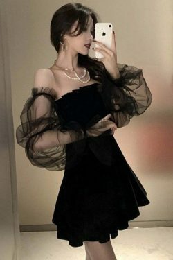 Y2K Coquette Aesthetic Braise Off Shoulder Mini Dress