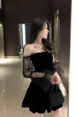 Y2K Coquette Aesthetic Braise Off Shoulder Mini Dress