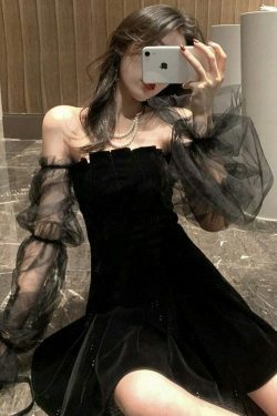 Y2K Coquette Aesthetic Braise Off Shoulder Mini Dress