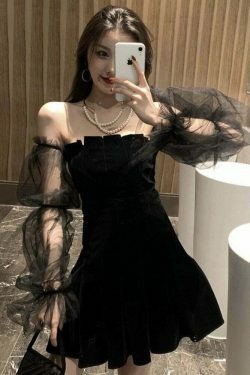 Y2K Coquette Aesthetic Braise Off Shoulder Mini Dress